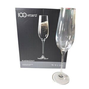 Krosno Champagne Flutes Harmony Collection NIB Set of 6 Crystalline Glass 6.8 oz